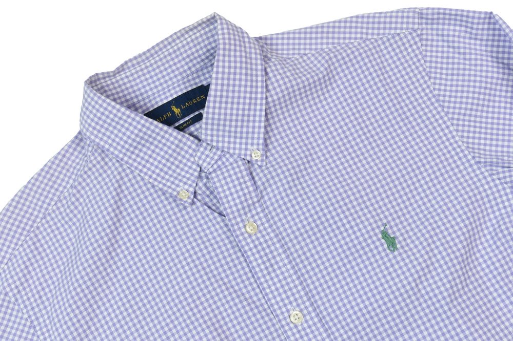 Ralph Lauren Shirt Mens Large Purple Long Sleeve Button-Down Cotton Slim Fit